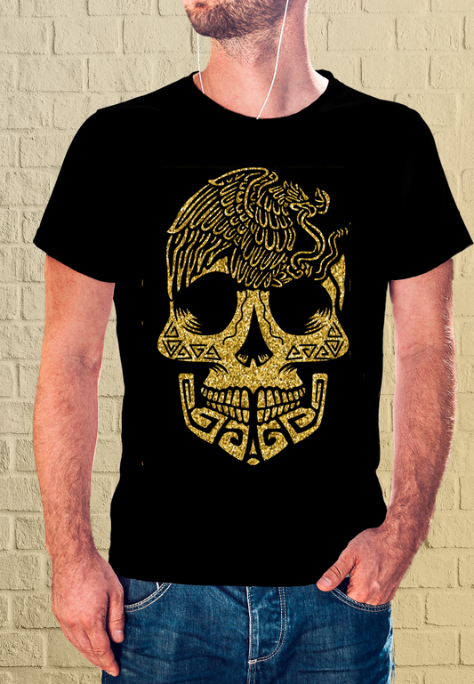 Playera Calavera Glitter dorado
